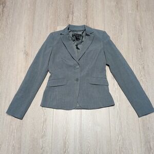 New York & Company Gray Stretch Two Button Professional Blazer Jacket Womens 2